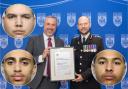 Detective Superintendent Andy Howard (pictured, left) was recognised for his work bringing (clockwise from top-left) Carlos Fonseca, Tuviah Thompson-Hordle and Charles Lynch to justice