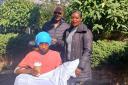 Tharel Thompson with his mother Yvonne Thompson and uncle Andrew Beckles