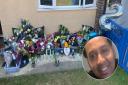 A floral tribute made by family and friends of Sheldon Lewcock (inset), who was killed in 2022