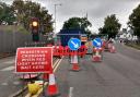 The closure of the Berkeley Avenue junction with Bath Road which is causing traffic delays in Reading. Credit: James Aldridge, Local Democracy Reporting Service