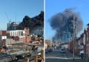 Images of smoke billowing from the One Station Hill office tower building in Reading.
