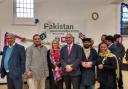 Kamran Saddiq, chair of the Reading Private Hire Association, Mian Saleem, chairman of the Reading Pakistan Community Centre, and councillors Rachel Eden and Wendy Griffith at the Reading Pakistani Community Centre Christmas Party. Credit: James Aldr