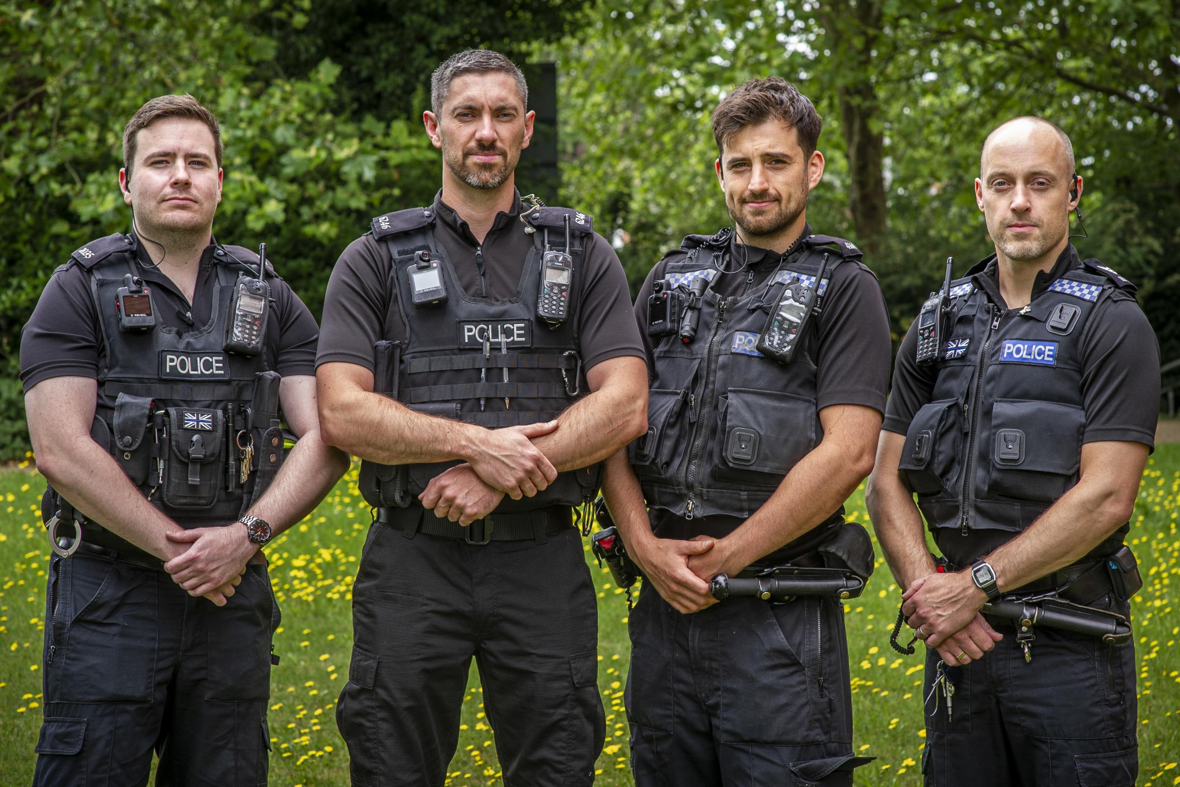 TVP Bravery Nominees, Reading. Pictured left to right, an image of PC James Packman, PC Liam King, PC Liam Steele and Sgt Iain Watkinson Photography by Jason Bye t: 07966 173 930 e: mail@jasonbye.com w: http://www.jasonbye.com