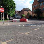 The barrier which prevents drivers from turning into Sidmouth Street, Reading. Credit: James Aldridge, Local Democracy Reporting Service