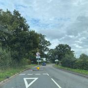 The new give way signs on Reading Road between Shinfield and Arborfield. Credit: Rob Boreham-Fish