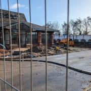 Work is taking place on the former Pizza Hut site at Newbury Retail Park, which is set to be turned into a Tim Hortons. Credit Councillor Adrian Abbs