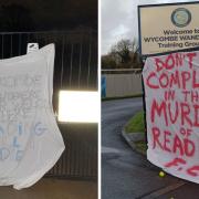 Two banners have been put up following Wycombe's soon-to-be purchase of Reading's training ground