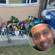 A floral tribute by the family and friends of Sheldon Lewcock (inset)