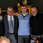 The winning team of  Ian Panting, Nick Mitchell, Rob Panting and Geoff Kells with Theale club captain Keith Dawson