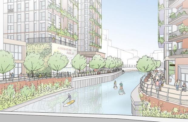 Reading Chronicle: A CGI of people enjoying themselves on the river at The Oracle for the east side development. Credit: Hammerson
