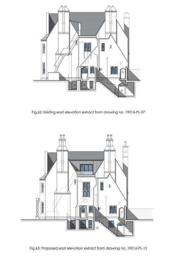 Reading Chronicle: The proposed east elevation of 118 Oxford Road, Reading, showing the new top floor terrace and entrances. Credit: Weston Co Architects