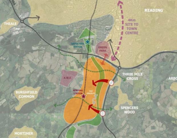 Reading Chronicle: The site in Grazeley had been earmarked for 15,000 homes, with access to the A33 and a new train station on the Reading to Basingstoke line.