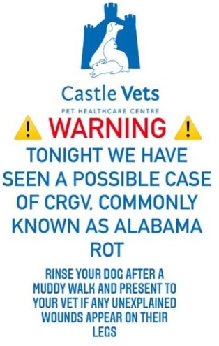 PICTURED: Castle Vets warning