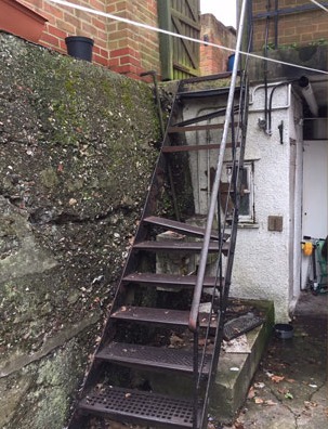 PICTURED: Missing outdoor steps of flat. Pic: Croydon Council
