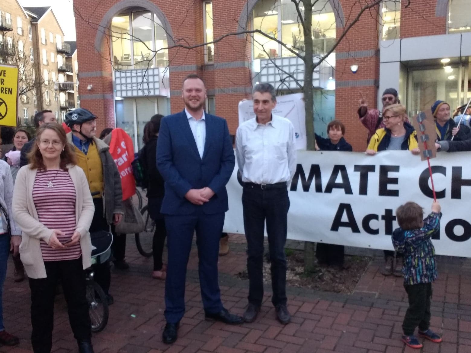 Climate emergency demonstration with councillors Tony Page and Jason Brock and Extinction Rebellion