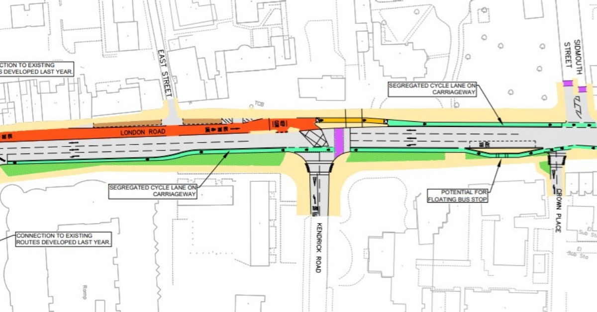 The potential London Road scheme that could link up with Sidmouth Street