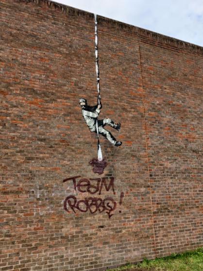 Reading Gaol: Banksys artwork has been vandalised. Credit: Adam Jones