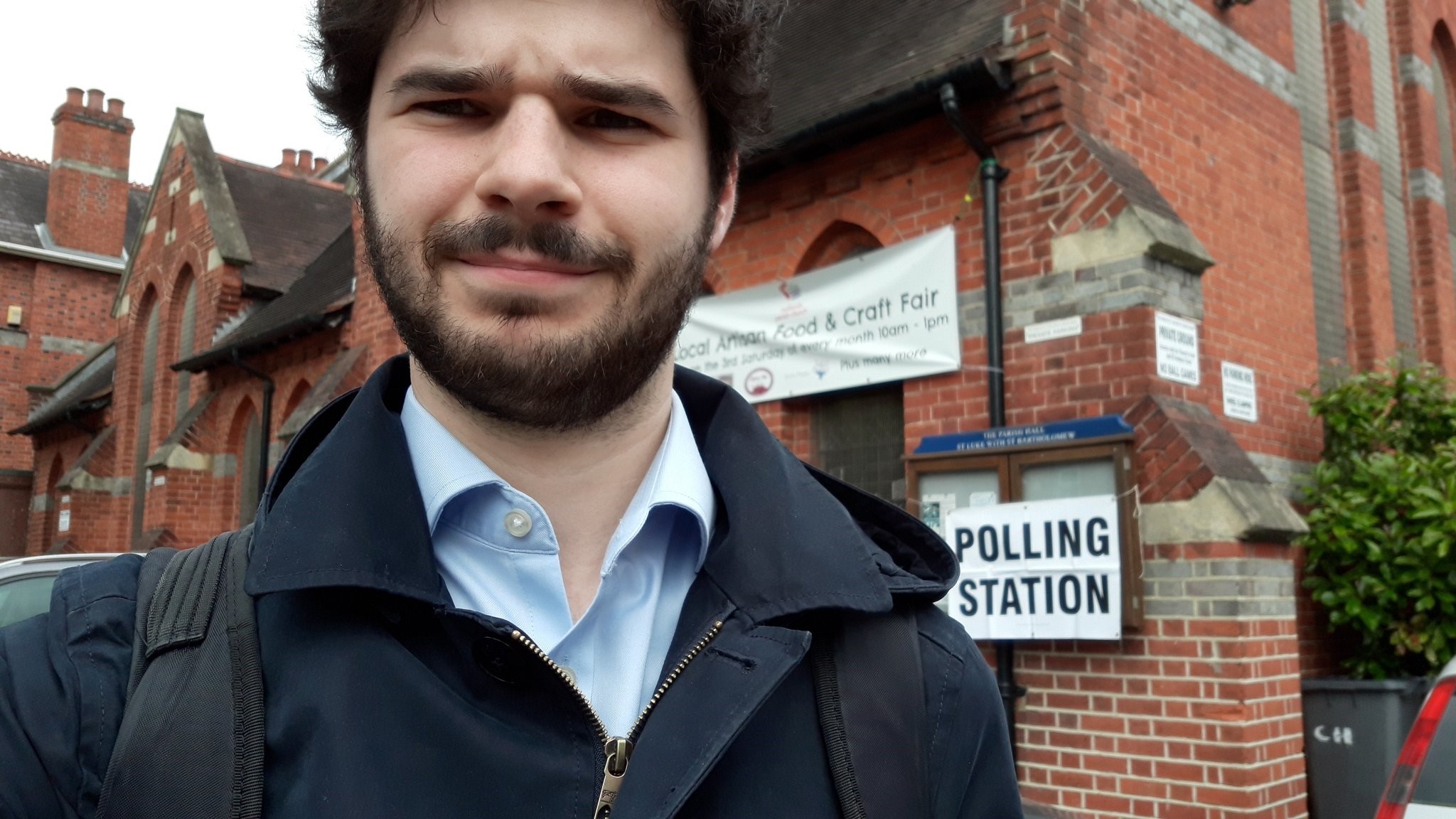 Local Democracy Reporter Tevye Markson voting in May 2019 outside St Lukes Church Hall