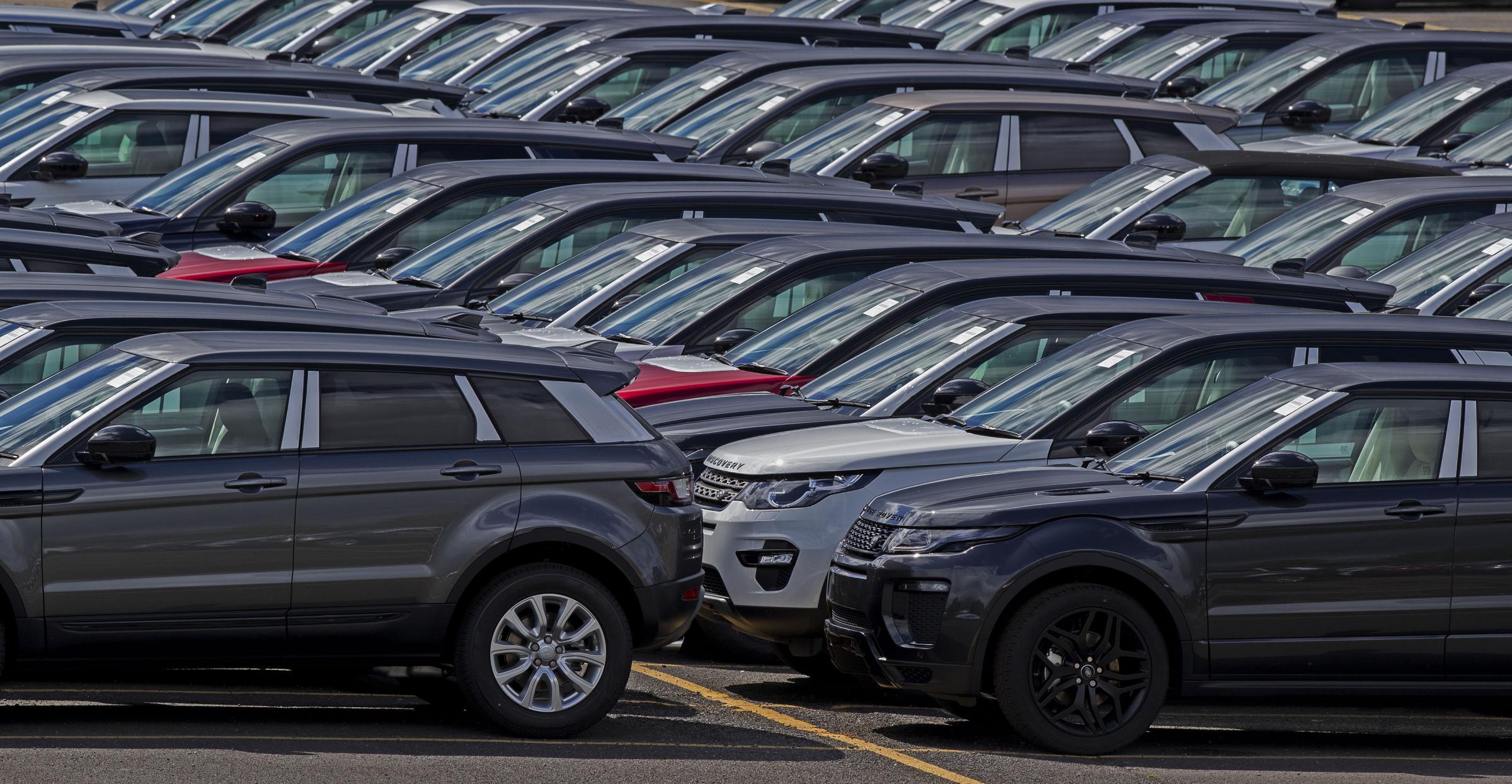  File photo dated 3/8/2017 of new Range Rovers and Land Rovers on the Jaguar Land Rover site in Halewood, Knowsley, Merseyside. The luxury carmaker, which employs 44,000 workers in the UK at sites in Halewood on Merseyside and Solihull, Castle Bromwich