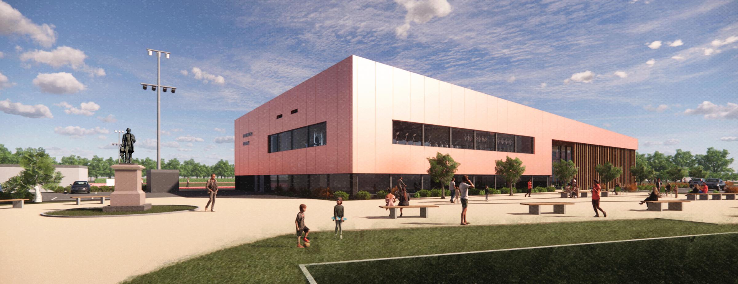 An artists impression of the new leisure centre at Palmer Park 