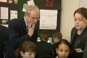 Chris Smith MP at the Highdown School in Reading in 1998 (BBC)