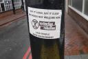 A fake Extinction Rebellion sticker seen in Reading town centre. Credit: Dr John Grout