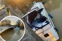 Large boat gets stuck under Caversham Bridge then STOLEN from amid flooding crisis