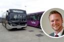 Jason Brock, the leader of Reading Borough Council, celebrates new announcements of bus services.