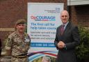 The Minister of Defence for People and Veterans Leo Docherty (Conservative, Aldershot), right, with Dan Brooks, armed forces lead for Berkshire Healthcare NHS Foundation Trust. left. Credit: Berkshire Healthcare NHS Foundation Trust