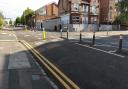 The cycle lane in Sidmouth Street, Reading. Barriers prevent cars from using the lane. Credit: James Aldridge, Local Democracy Reporting Service