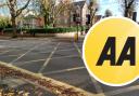 The yellow box junction of London Road and Alexandra Road in Reading, and inset, The AA logo. Credit: James Aldridge, Local Democracy Reporter / The AA