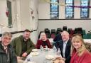Councillor Tony Page, the mayor of Reading, Jason Brock, the leader of Reading Borough Council, Liz Terry, deputy council leader, Cllr Clive Jones, Lib Dem candidate for Wokingham and cllr Karen Rowland  at the Reading Pakistani Community Centre