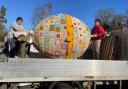 Giant crocheted Easter Egg catches attention of local villagers