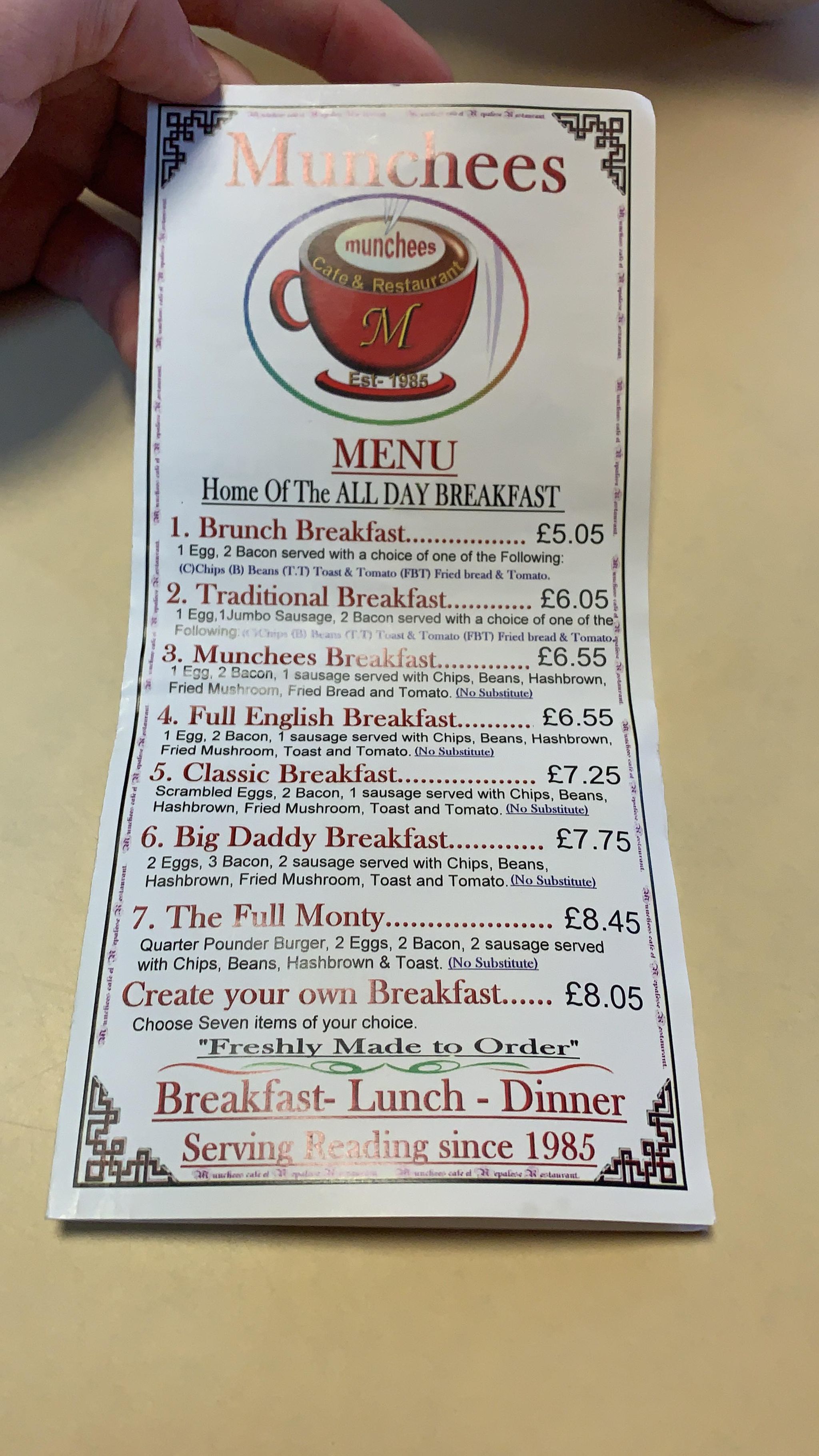 The full- English breakfast options available