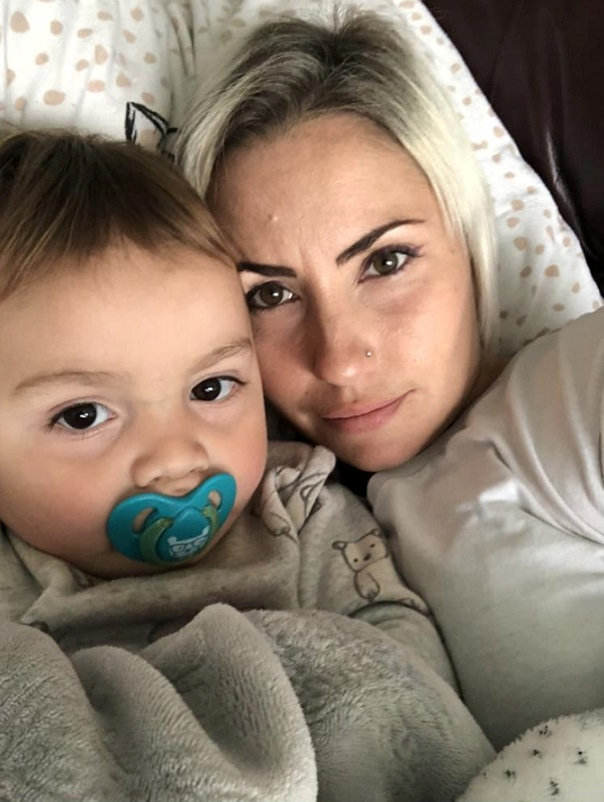 Shelly Young with son Maxwell now back at home. See SWNS story SWBRsepsis; A mum left fighting for her life from an infection developed after giving birth is calling for lessons to be learned following NHS failures to recognize symptoms of sepsis. Shelly