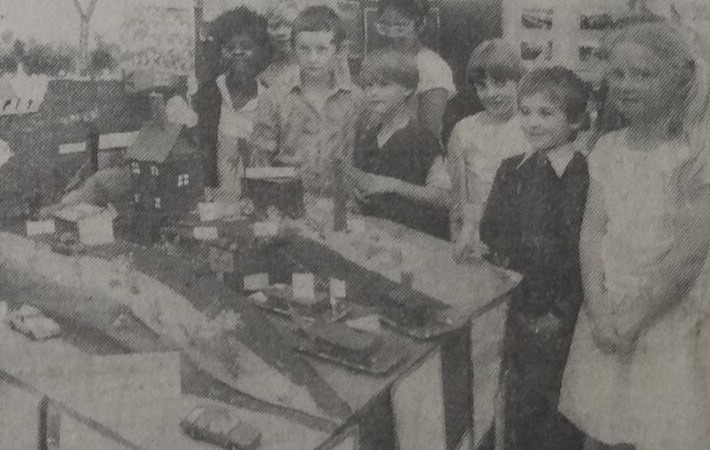 Wilson Primary School children with their models that went on display 