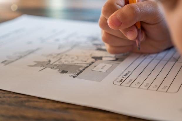 Reading Chronicle: A student filling out a worksheet. Credit: Canva