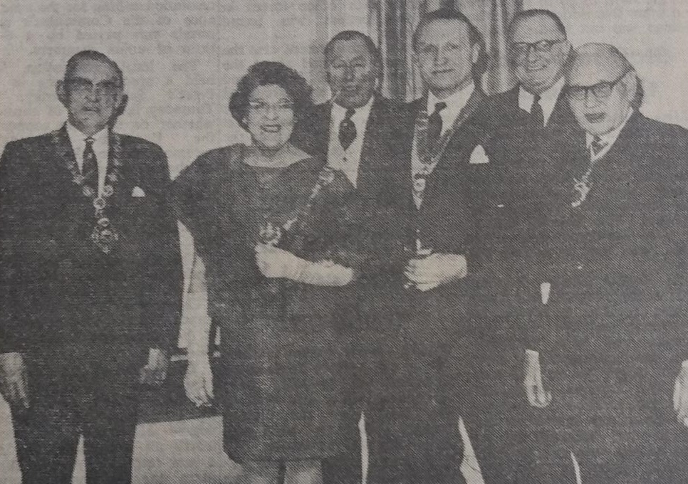 The mayor, Mrs E. Morris, at an event in Reading