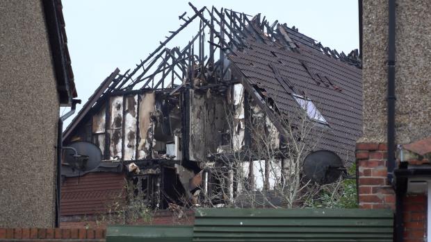 Reading Chronicle: Damage caused by a fire in Rowe Court, Reading