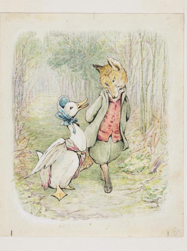 Reading Chronicle: A Beatrix Potter watercolour and ink on paper illustration, The Tale of Jemima Puddle-Duck artwork, dated 1908, which will be on show at the Beatrix Potter: Drawn to Nature at the Victoria and Albert Museum, London, February 12, 2022 – January 8, 2023. Undated handout via PA.