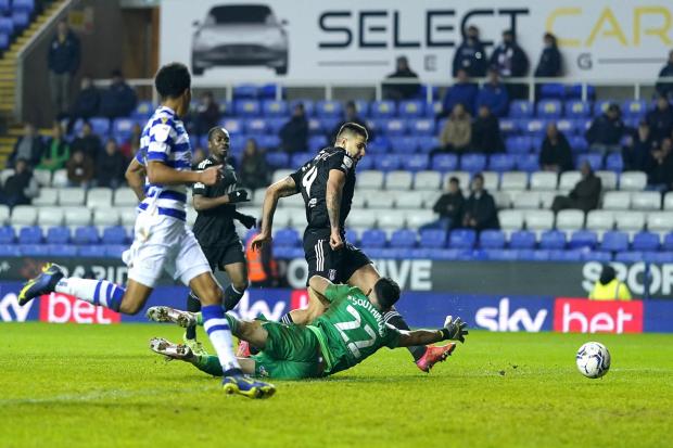 Fulham's Aleksandar Mitrovic scores their side's seventh goal of the game during the Sky Bet Championship match at the Select Car Leasing Stadium, Reading