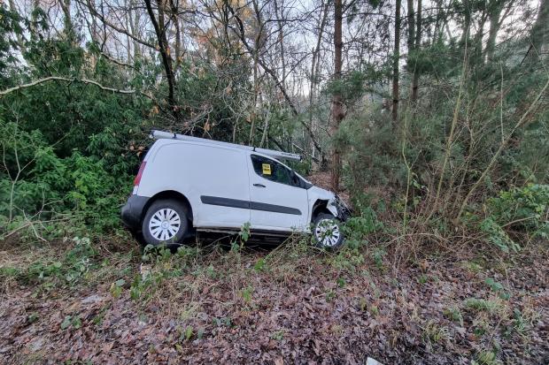 A van which crashed in difficult weather conditions this morning in Berkshire