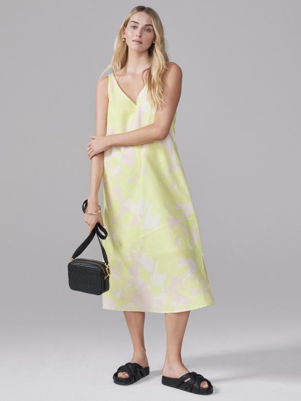 Reading Chronicle: Linen Rich Floral V-Neck Midi Slip Dress. Credit: M&S