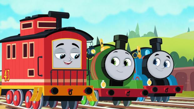 Reading Chronicle: Bruno the brake car (left) a new autistic character in Thomas & Friends, who is voiced by nine-year-old Elliot Garcia from Reading who is also autistic