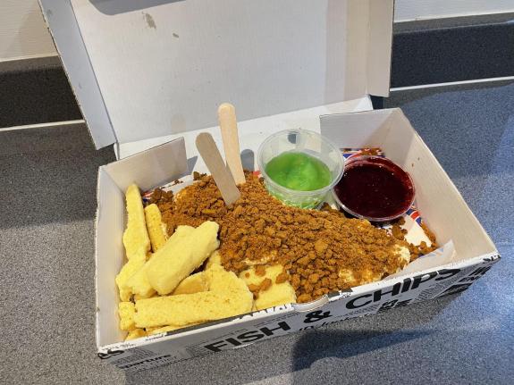 Reading Chronicle: Biscoff cheescake 'Fish and Chips' Reading Chronicle: Biscoff cheescake 'Fish and Chips'