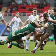 Exeter Chiefs Alec Hepburn is tackled by London Irish Adam Coleman and Saia Fainga'a during the Gallagher Premiership match at the Madejski Stadium, Reading. PA Photo. Picture date: Sunday January 5, 2020. See PA story RUGBYU London Irish. Photo
