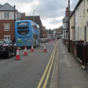 An example of a lane closure in Gosbrook Road, Caversham