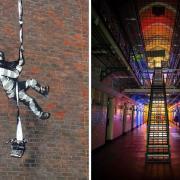 Left: A reported 'Bansky' artwork on the side of HMP reading and right, an image taken inside by Matt Emmett from Caversham