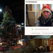 John, a rough sleeper based in Reading, and the Christmas tree in the town's centre.