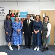 Left to right: Alex Williams, Smart Works Reading Trustee, Sarah Burns MBE, Smart Works Reading Chair, Rt Hon Alok Sharma, Rachel Bradley, volunteer and Eme Dean-Lewis, trustee.